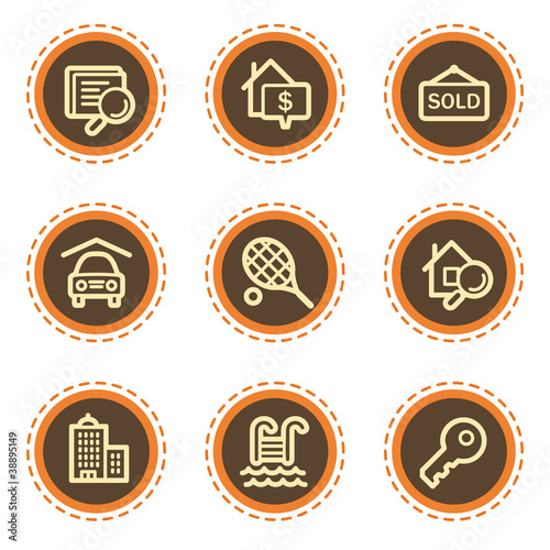 Real estate web icons, vintage buttons