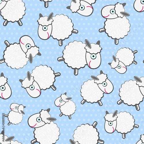 Cute White Sheeps Seamless Pattern