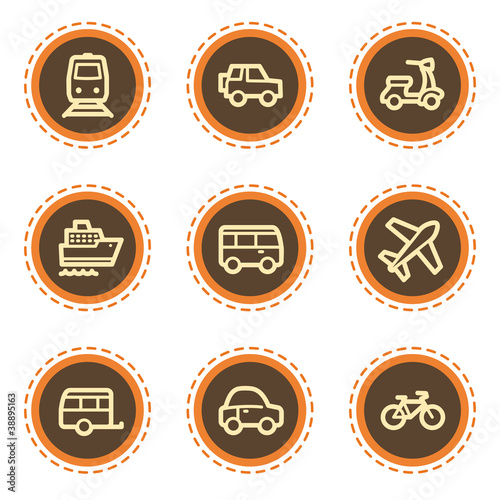 Transport web icons, vintage buttons