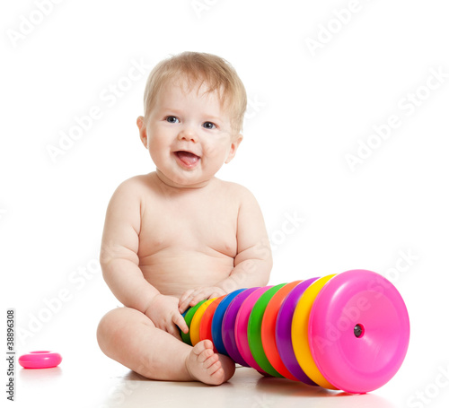 smiling child playing with ...