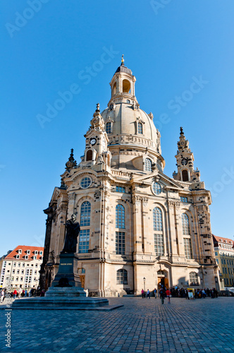 Martin Luther statue and Frauenkirche, Dresden, Germany