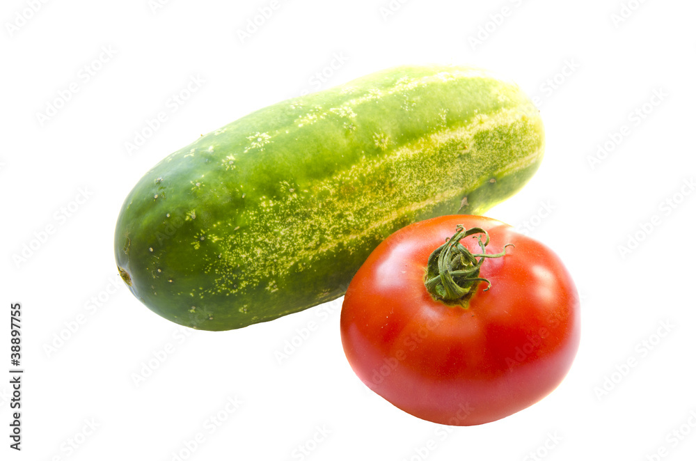 Cucumber tomato healthy food vegetables isolated Cucumber tomato healthy food vegetables isolated