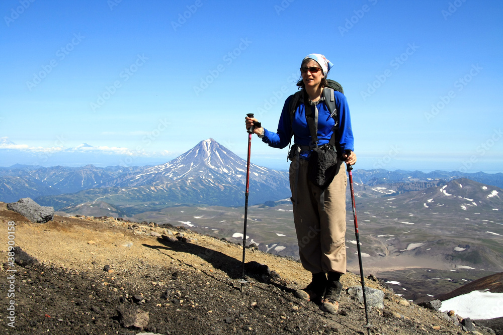 Hiking up Gorely Volcano in Kamchatka, Russia