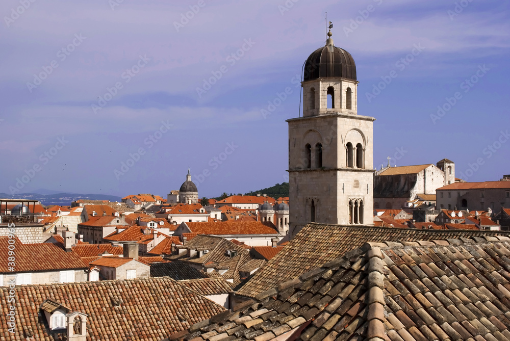 dubrovnik roofs and church tower