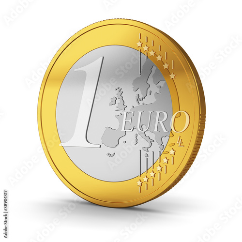 One Euro coin isolated on white photo