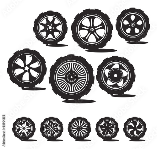 black  silhouette: automotive wheel