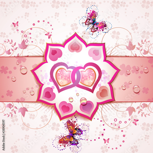 Valentine's day card with butterflies