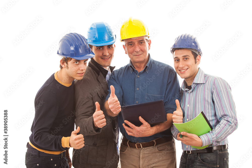 Engineers or Architects with Helmet on White Background Engineers or Architects with Helmet on White Background