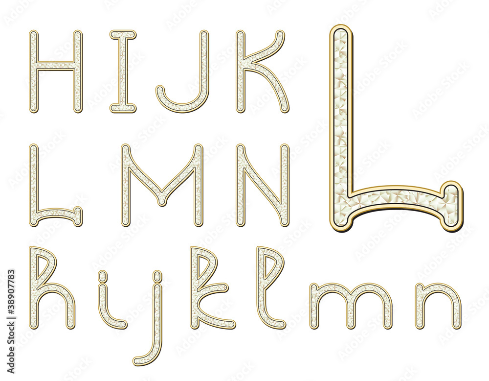Diamond font on white, set of letters Diamond font on white, set of letters