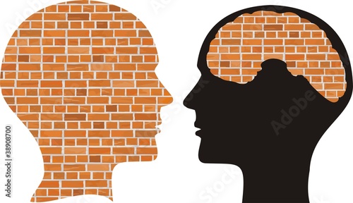 head and brain of brick