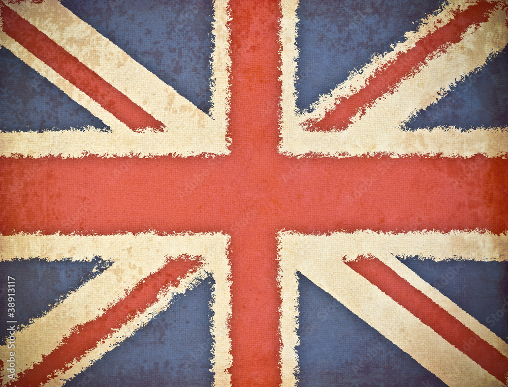 Fototapeta premium old grunge paper with England flag background