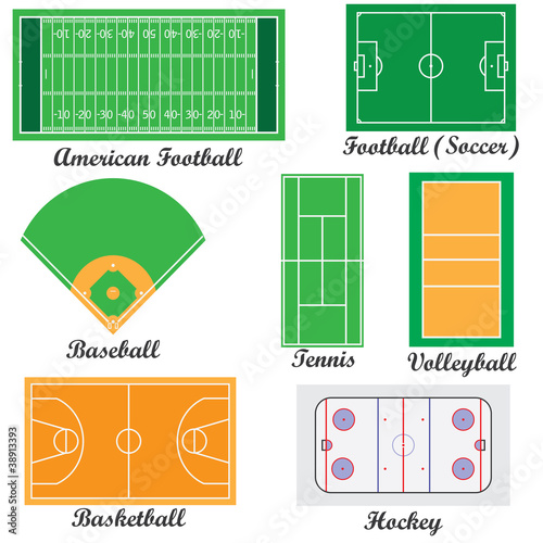 Set of fields for sport games.