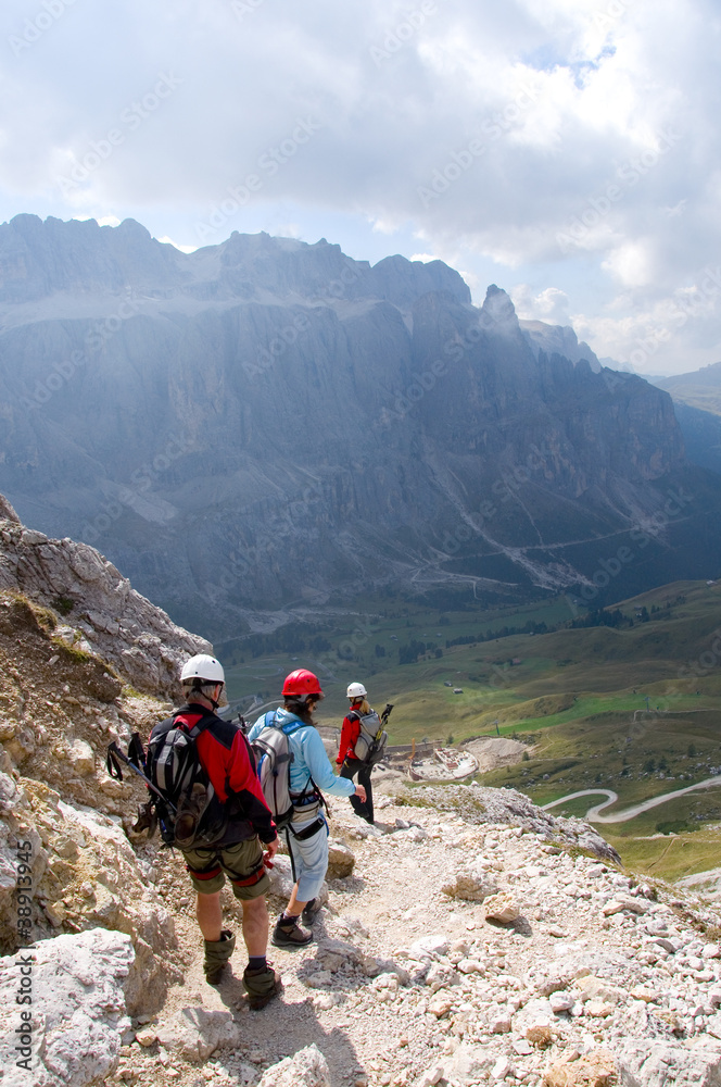 Bergsteiger in den Dolomiten - Alpen