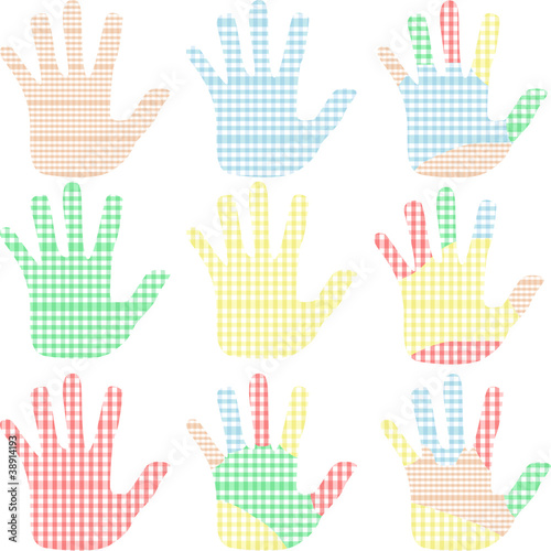 set of colorful hand prints isolated on white Vector © fotoscool