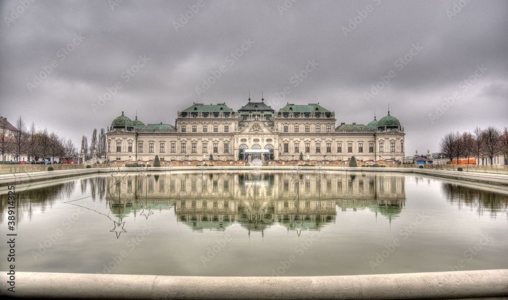 Palace in water reflection during Vienna autumn vacation