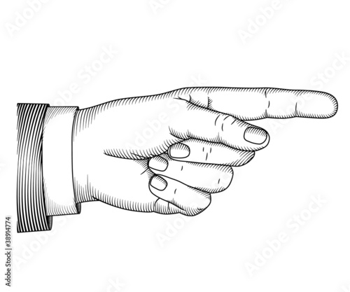 Hand with pointing finger. Vector illustartion in graphic style