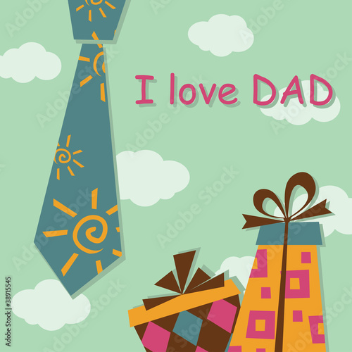 Father Day greeting card with present
