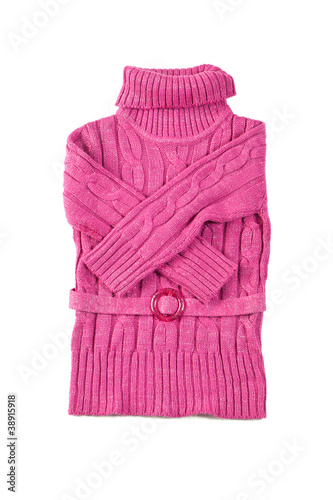 pink wool sweater isolated on white background