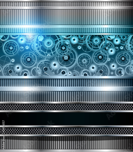 Abstract technology background blue metallic