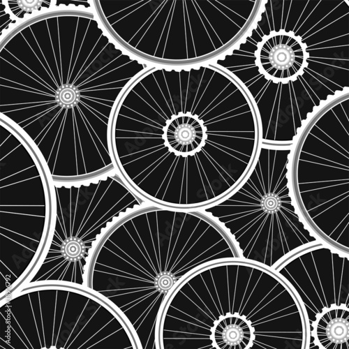 Bicycle background from many white wheels vector
