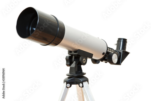 Telescope isolated on white background with all parts focus