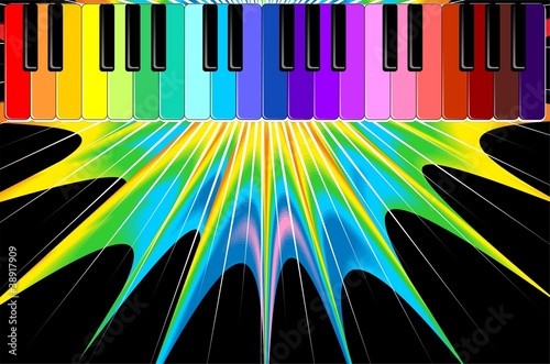 Tastiera Pianoforte Arcobaleno-Rainbow Keyboard Abstract-Vector