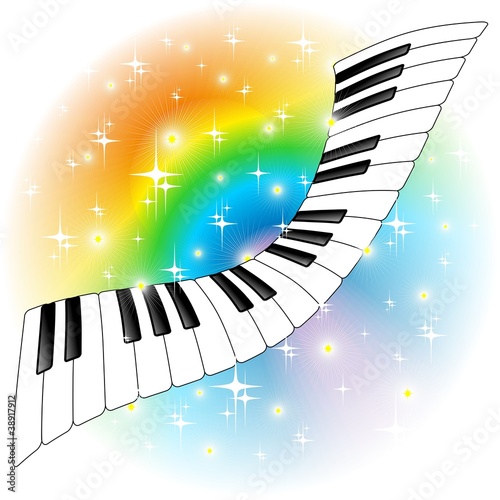 Tastiera Pianoforte Arcobaleno-Rainbow Keyboard Abstract-Vector