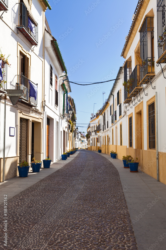 Fototapeta premium Typical street in Cordoba's downtown, Spain