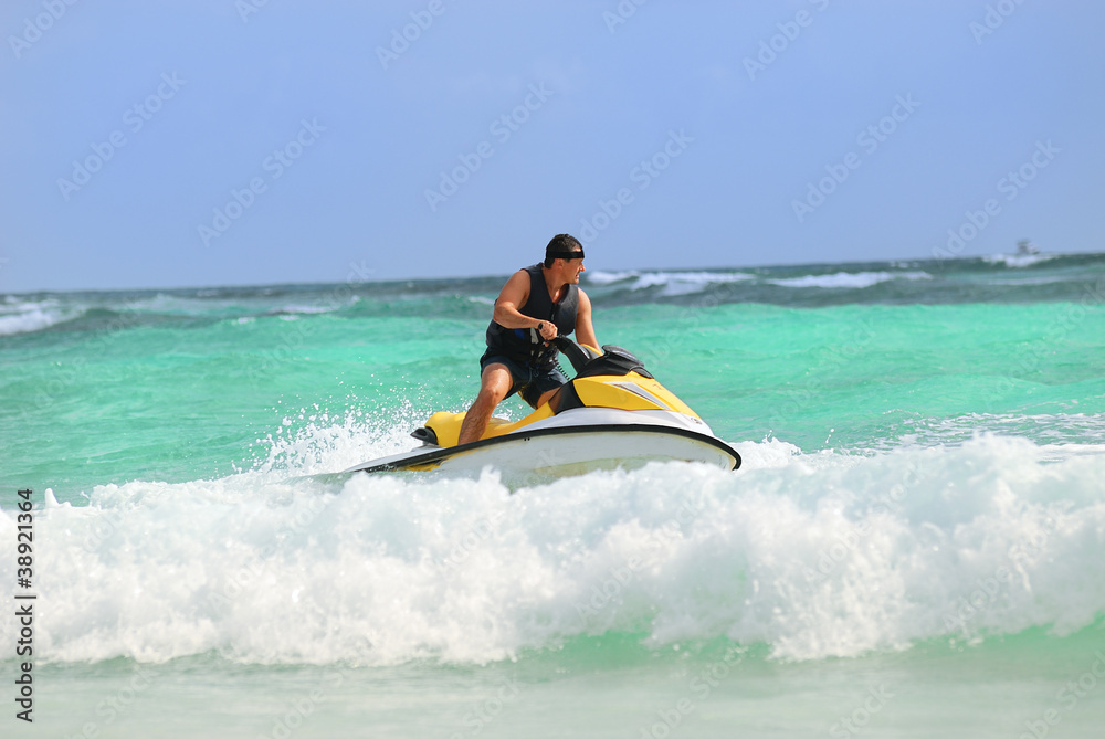 man drive on the jetski man drive on the jetski
