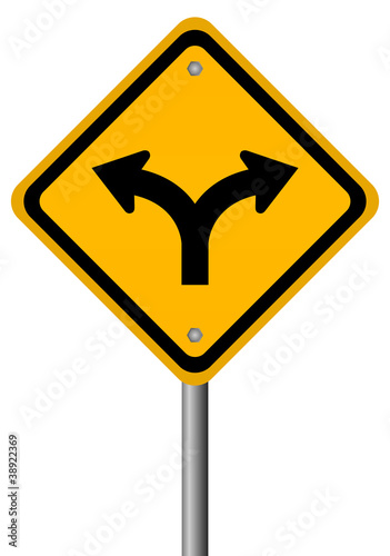 Fork in the road sign, vector illustration