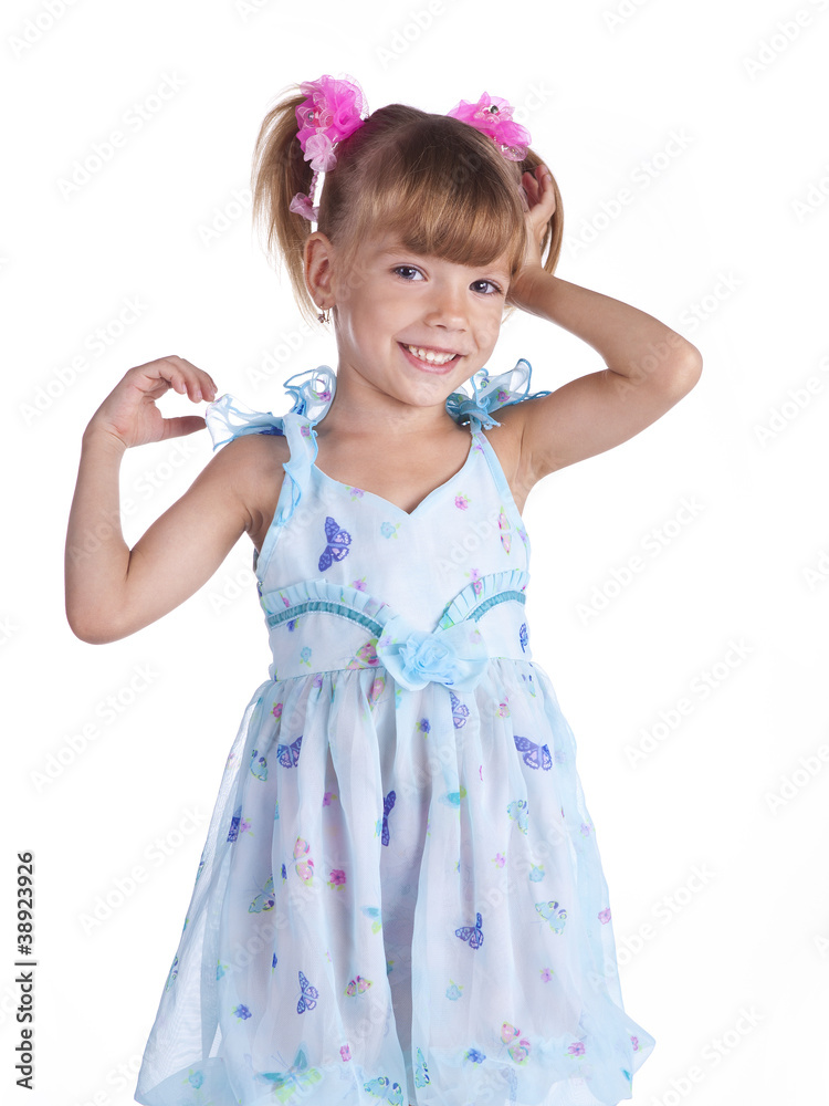 Portrait of a cute little girl in blue dress Portrait of a cute little girl in blue dress
