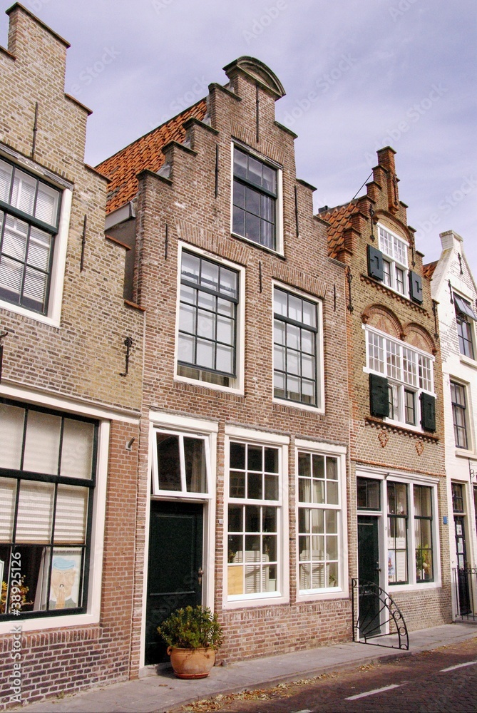 Historic fishermaen houses in Zierikzee in the Netherlands