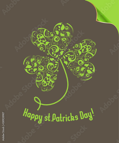 Happy st. Patricks Day background with decorative trefoil