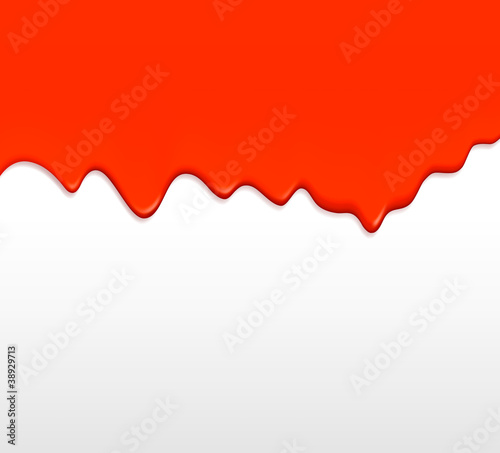 Red paint dripping from a wall. Vector.