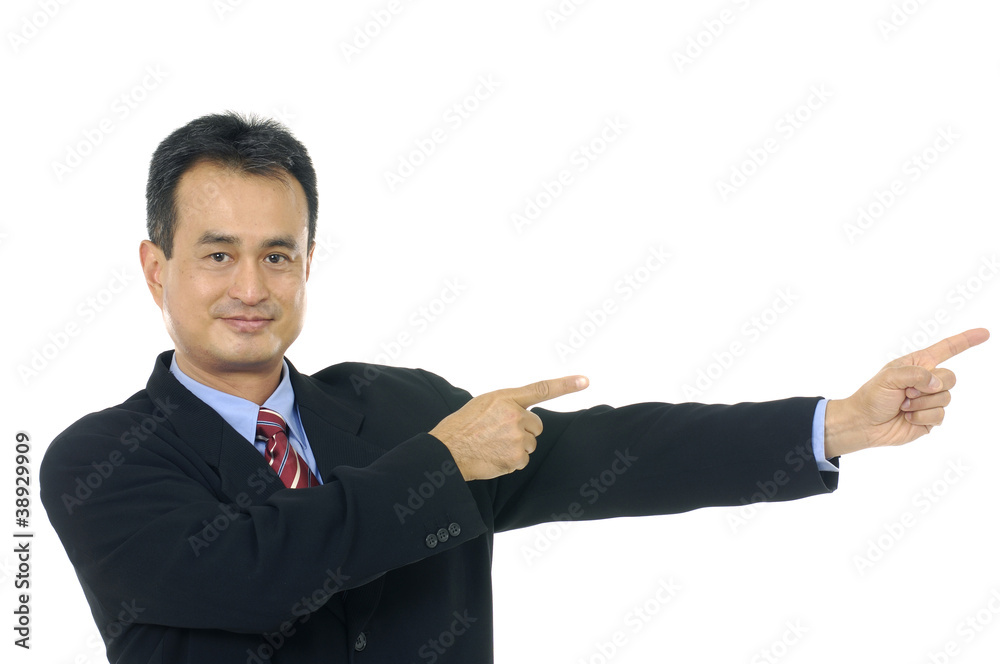 business man in a suit pointing with his finger business man in a suit pointing with his finger