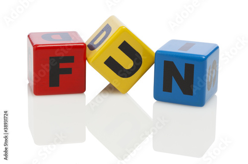 FUN spelled with alphabet building blocks