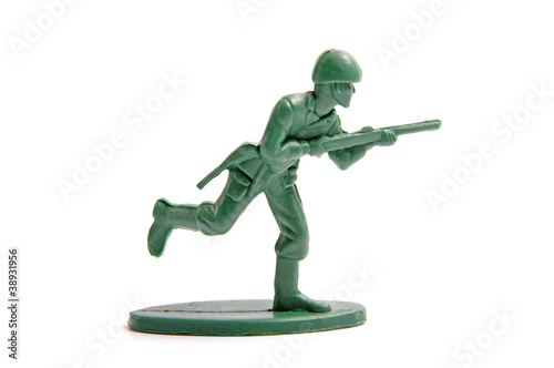 green toy soldiers on white background