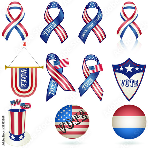 Presidential election vote ribbon and other elements