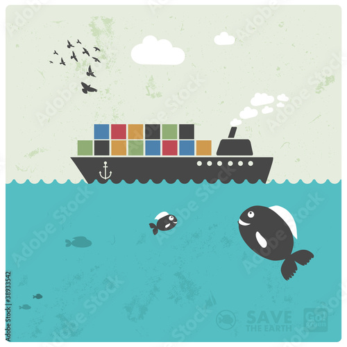 cargo transport - ocean freight - creative illustration
