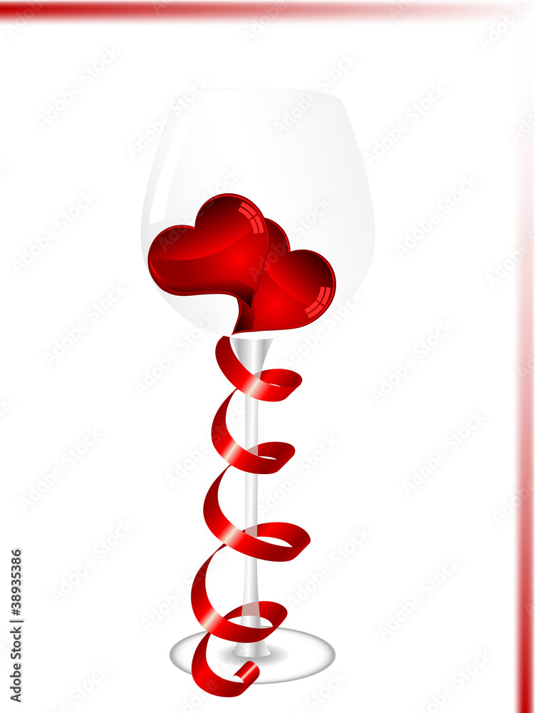 Glass with hearts