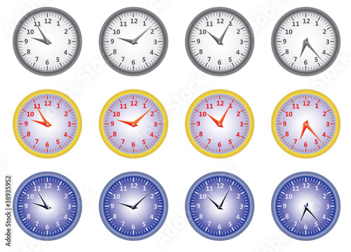 set of office clocks vector illustration