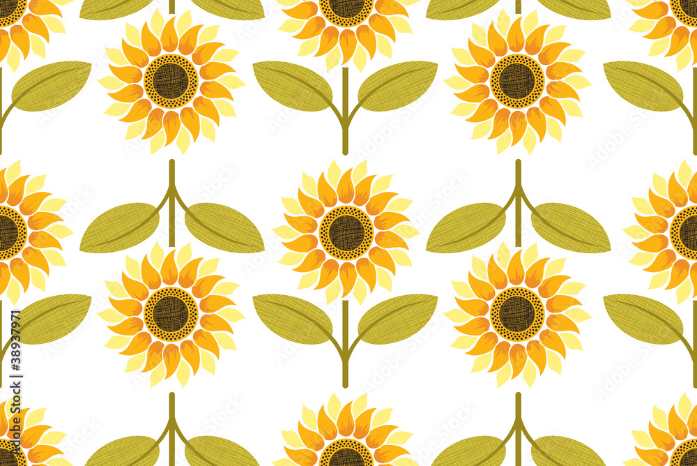Obraz premium yellow sunflower seamless pattern