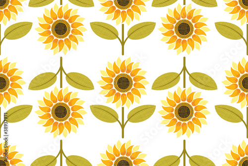 Fototapeta Naklejka Na Ścianę i Meble -  yellow sunflower seamless pattern
