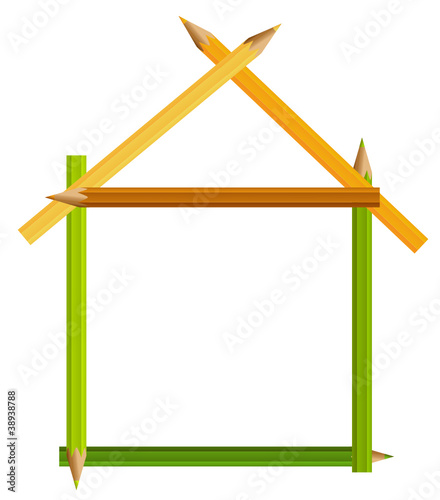 Haus aus Buntstiften