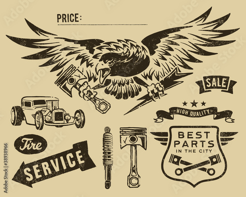 Vintage eagle and auto-moto parts