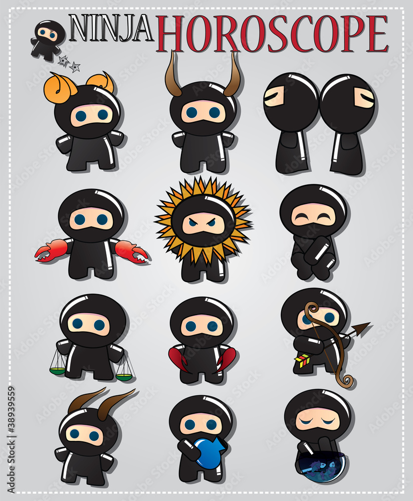 Zodiac signs with cute ninja characters