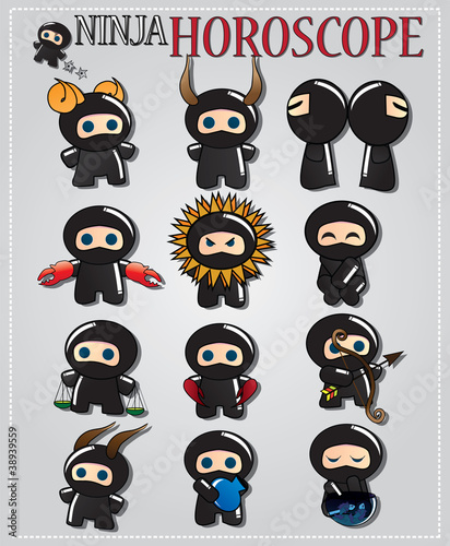 Zodiac signs with cute ninja characters