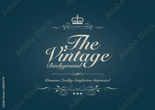 Blue dotted vintage background with ornament