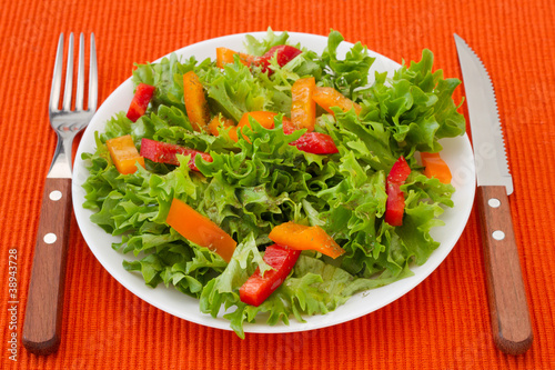 salad with red and orange pepper