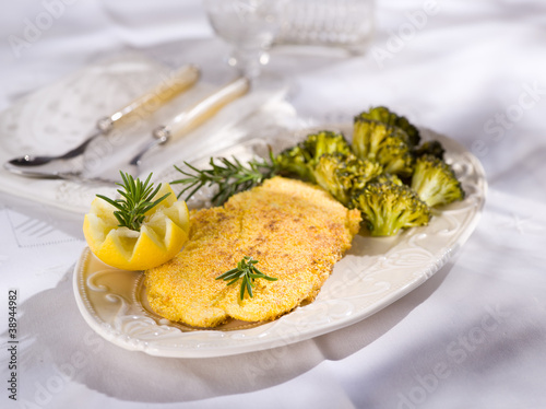 cutlet with broccoli